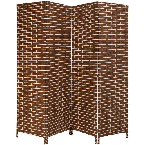 Paravent Décoratif Tressé En Papier Blanc Et Marron Élégant