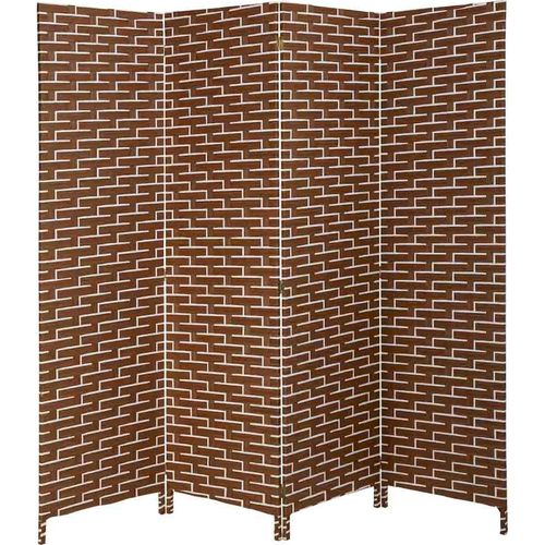 Paravent Décoratif Tressé En Papier Blanc Et Marron Élégant