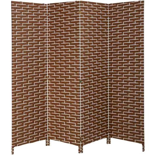 Paravent Décoratif Tressé En Papier Blanc Et Marron Élégant