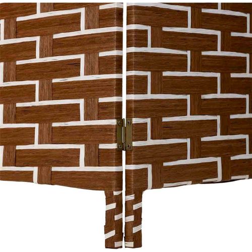 Paravent Décoratif Tressé En Papier Blanc Et Marron Élégant