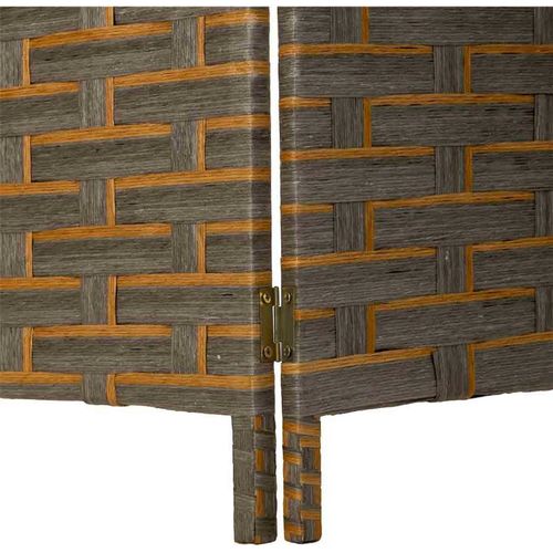 Paravent Tressé En Papier Effet Café Et Jaune Élégant