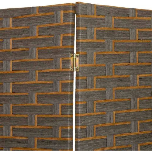 Paravent Tressé En Papier Effet Café Et Jaune Élégant