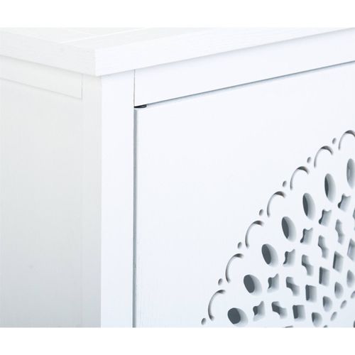 Buffet Bas Blanc Contemporain Deux Portes Métal Ajouré