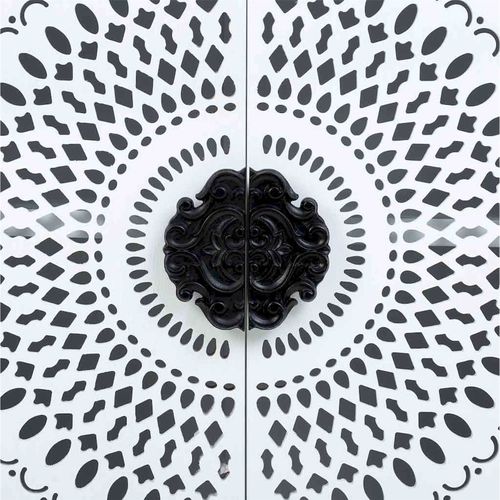 Buffet Bas Blanc Contemporain Deux Portes Métal Ajouré