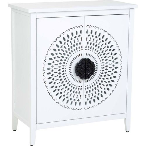 Buffet Bas Blanc Contemporain Deux Portes Métal Ajouré