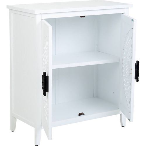 Buffet Bas Blanc Contemporain Deux Portes Métal Ajouré