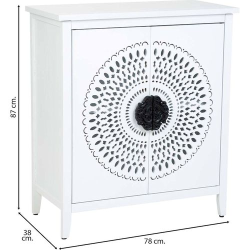 Buffet Bas Blanc Contemporain Deux Portes Métal Ajouré