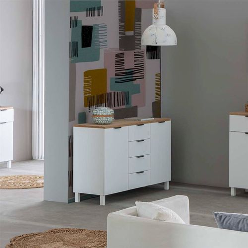 Buffet Blanc Contemporain En Bois Avec Rangements Pratiques