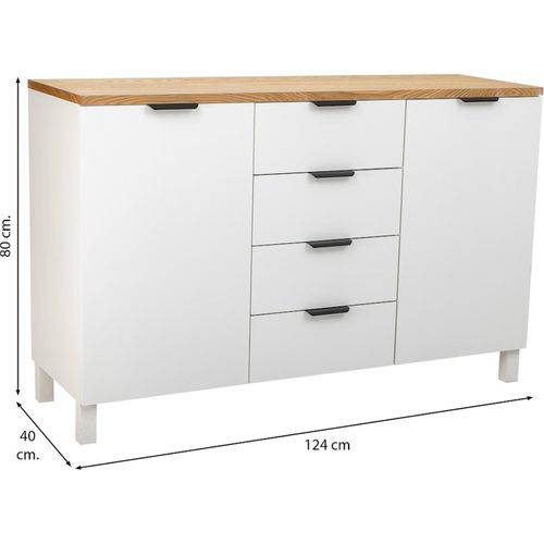Buffet Blanc Contemporain En Bois Avec Rangements Pratiques