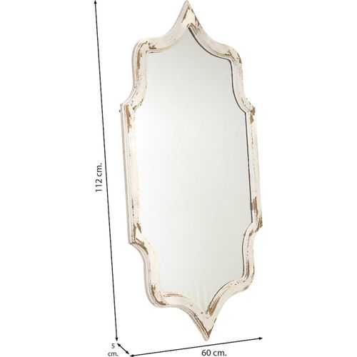 Miroir Mural Classique Forme Irrégulière Finition Blanche Antique