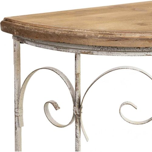 Console Romantique En Bois Et Métal Finition Antique Blanche