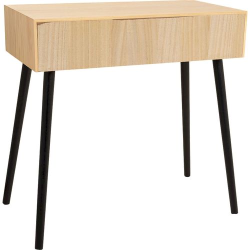 Console En Bois Naturel Contemporain Deux Tiroirs Sculptés