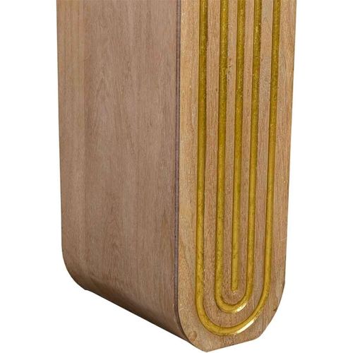 Console Art Déco Bois Naturel Et Métal Doré Style Élégant