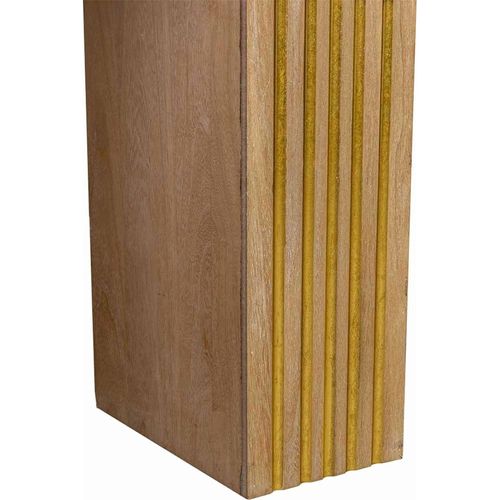 Console Art Déco Bois Naturel Et Métal Doré Style Élégant