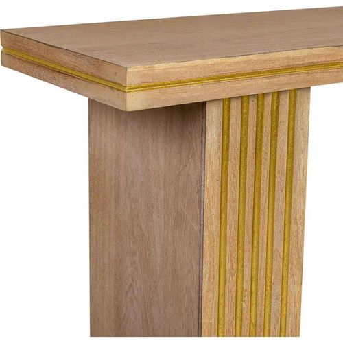 Console Art Déco Bois Naturel Et Métal Doré Style Élégant