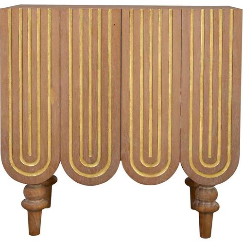 Buffet Art Déco Bois Naturel Et Doré Élégant