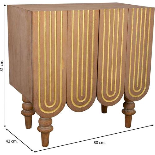 Buffet Art Déco Bois Naturel Et Doré Élégant