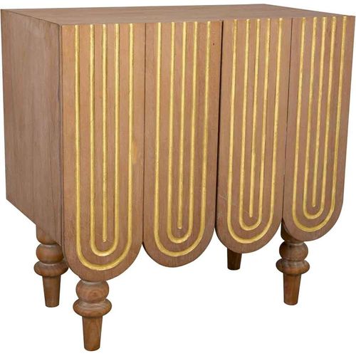 Buffet Art Déco Bois Naturel Et Doré Élégant