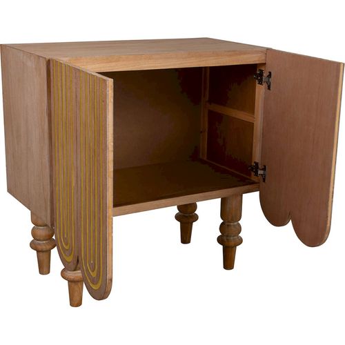 Buffet Art Déco Bois Naturel Et Doré Élégant