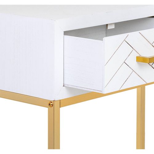 Console D'entrée Bois Blanc Et Métal Doré Style Industriel