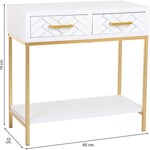 Console D'entrée Bois Blanc Et Métal Doré Style Industriel