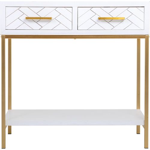 Console D'entrée Bois Blanc Et Métal Doré Style Industriel