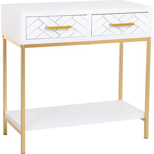 Console D'entrée Bois Blanc Et Métal Doré Style Industriel