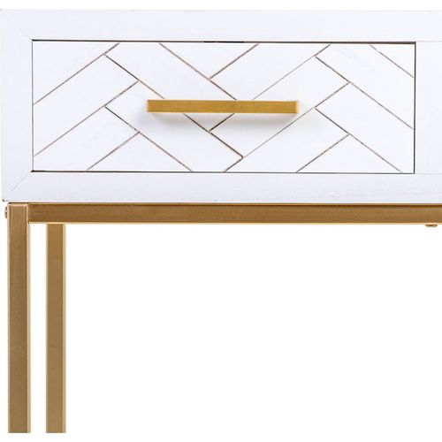 Console D'entrée Bois Blanc Et Métal Doré Style Industriel