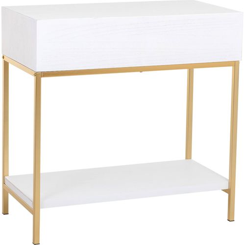 Console D'entrée Bois Blanc Et Métal Doré Style Industriel