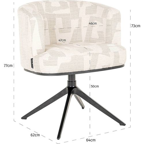 Chaise Pivotante Design Beige Motif Graphique Pour Salle à Manger