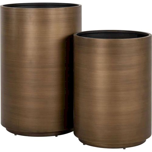 Cache Pot Design En Fer Finition Doré Brossé Pour Intérieur Élégant