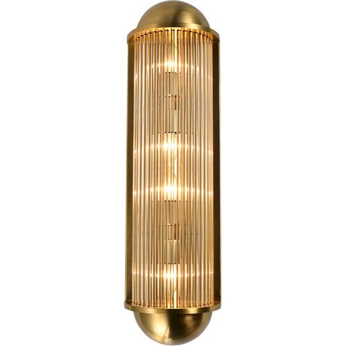 Applique Murale Dorée Élégante En Verre Nervuré Design Art Déco