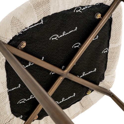 Chaise Design Beige Graffic Pieds Bronze Brossé Élégance Salle à Manger