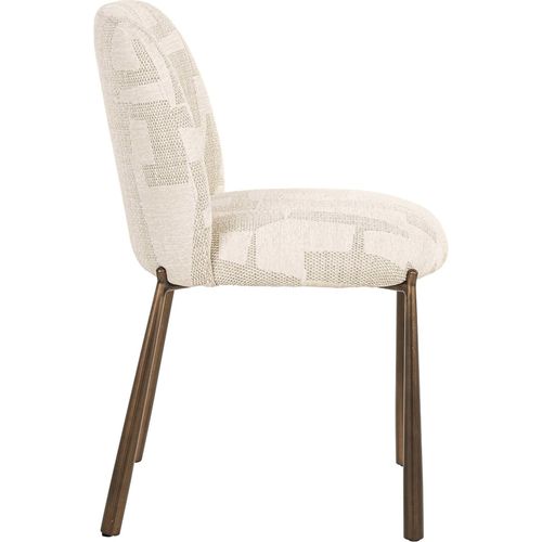 Chaise Design Beige Graffic Pieds Bronze Brossé Élégance Salle à Manger