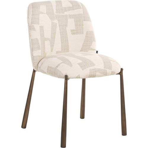 Chaise Design Beige Graffic Pieds Bronze Brossé Élégance Salle à Manger
