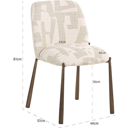 Chaise Design Beige Graffic Pieds Bronze Brossé Élégance Salle à Manger