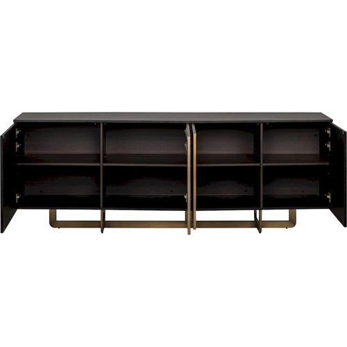 Buffet Design Contemporain 4 Portes Coloris Charbon Et Laiton