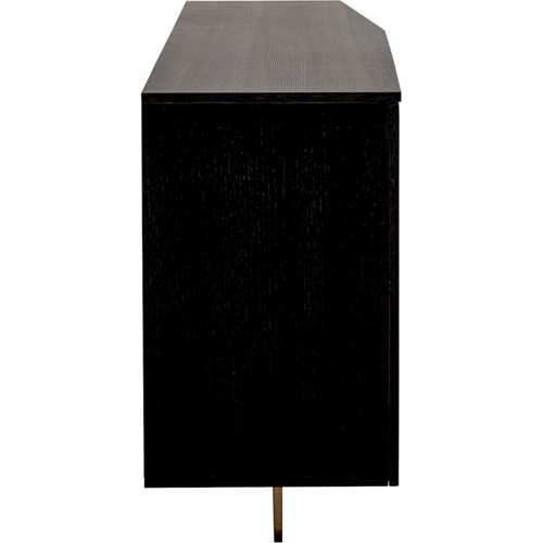 Buffet Design Contemporain 4 Portes Coloris Charbon Et Laiton