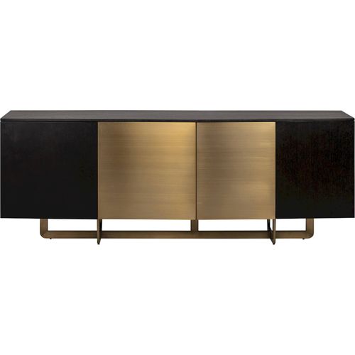 Buffet Design Contemporain 4 Portes Coloris Charbon Et Laiton