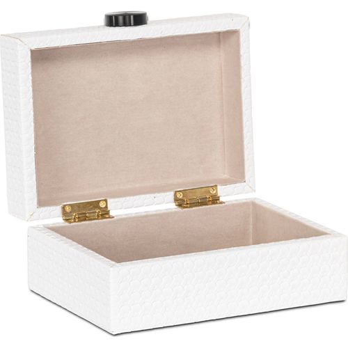 Boîte De Rangement Blanche Élégante En Cuir Et Alliage Zinc