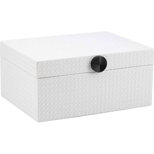 Boîte De Rangement Blanche Élégante En Cuir Pu Et Métal