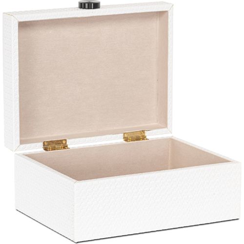 Boîte De Rangement Blanche Élégante En Cuir Pu Et Métal
