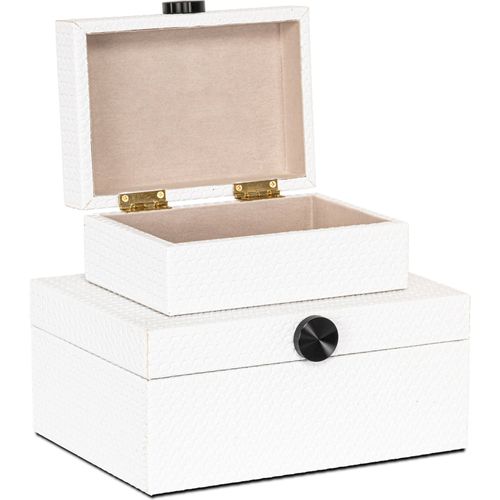 Boîte De Rangement Blanche Élégante En Cuir Pu Et Métal