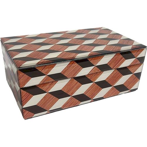 Boîte De Rangement Design En Verre Motifs Géométriques Multicolores