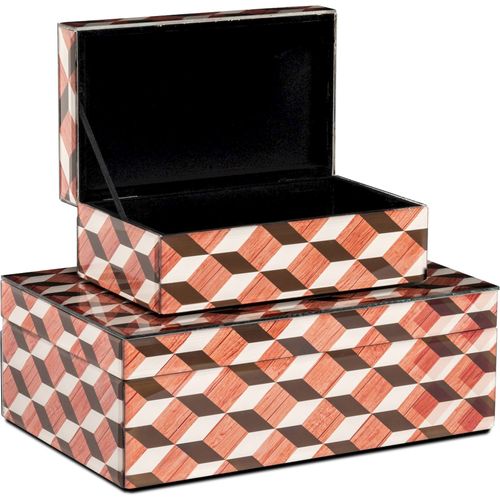 Boîte De Rangement Design En Verre Motifs Géométriques Multicolores