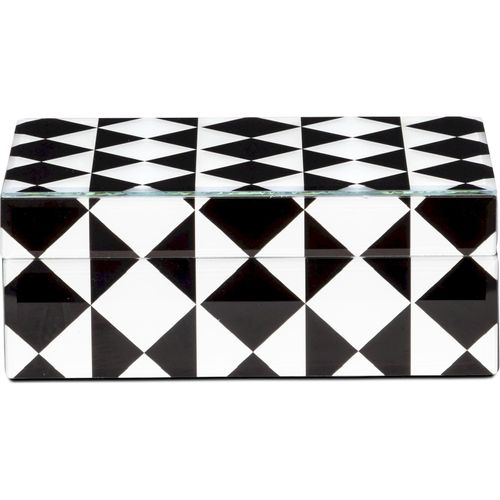 Boîte De Rangement Design Verre Et Mdf Noir Blanc Élégant