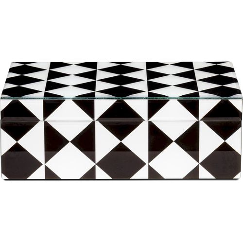 Boîte De Rangement Design Verre Motif Géométrique Noir Et Blanc