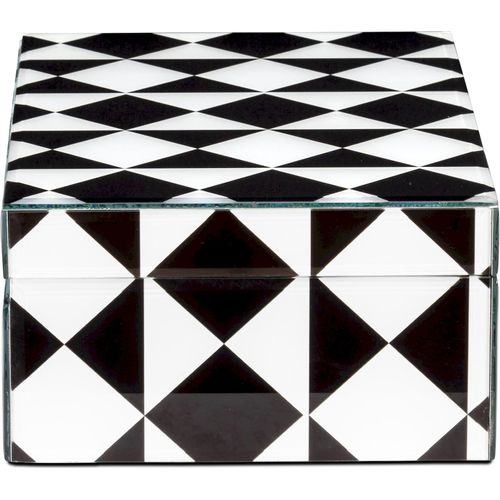 Boîte De Rangement Design Verre Motif Géométrique Noir Et Blanc