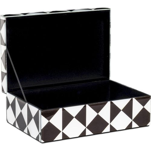Boîte De Rangement Design Verre Motif Géométrique Noir Et Blanc