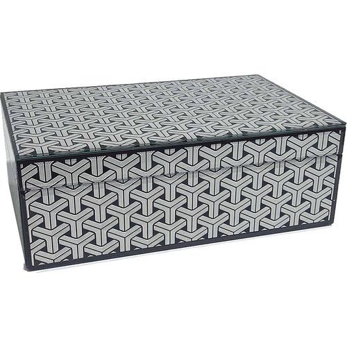 Boîte De Rangement Design Noir Et Blanc Motif Géométrique Verre